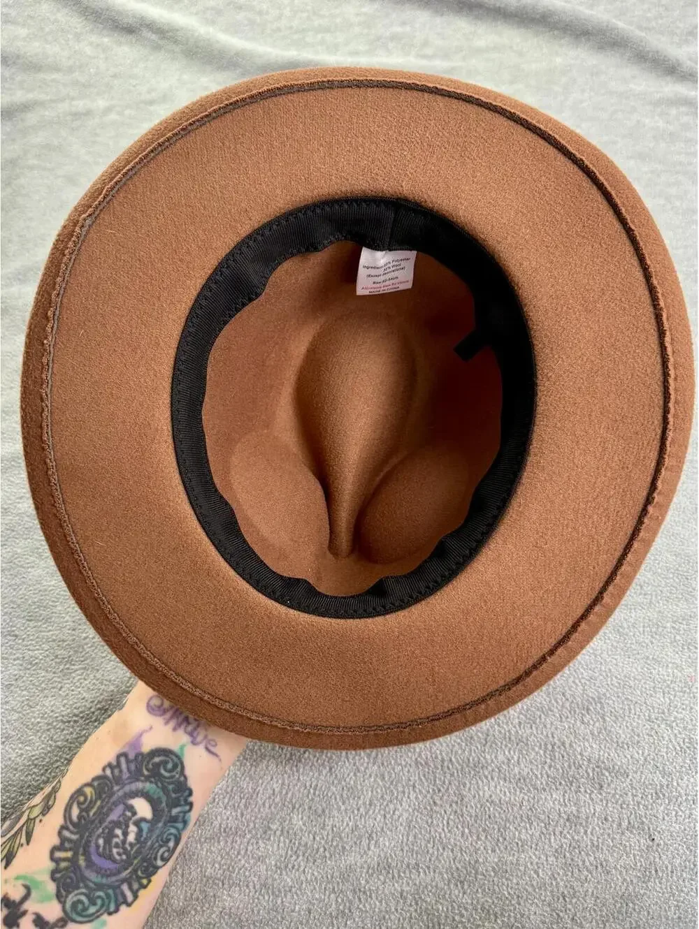 brown wool western‎ fedora hat leather band studded ranch style 21